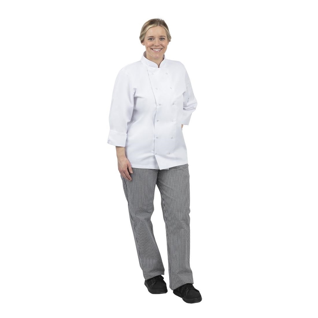 Pantalon de cuisine mixte Whites Vegas petits carreaux noirs et blancs L