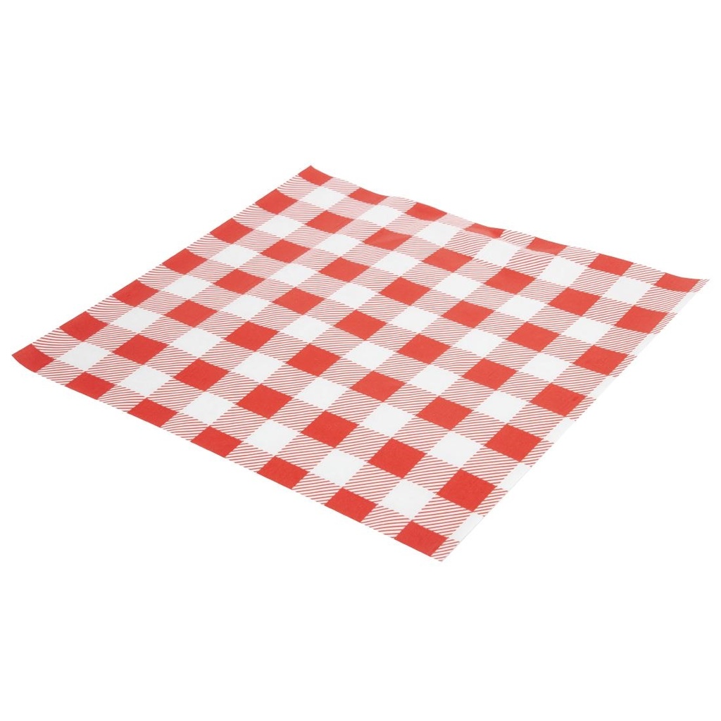 Papier ingraissable vichy rouge 250x250mm lot de 200