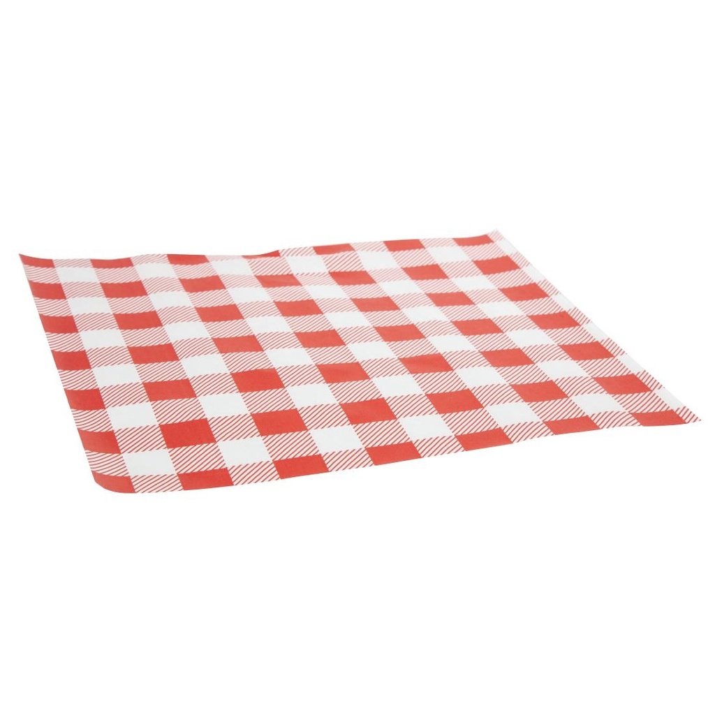 Papier ingraissable vichy rouge 250x250mm lot de 200