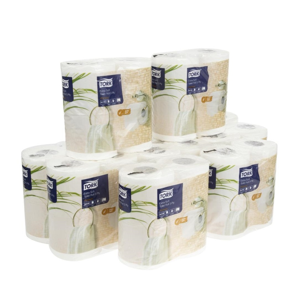 Papier toilette rouleau traditionnel extra doux Tork 3 plis  (Lot de 40)