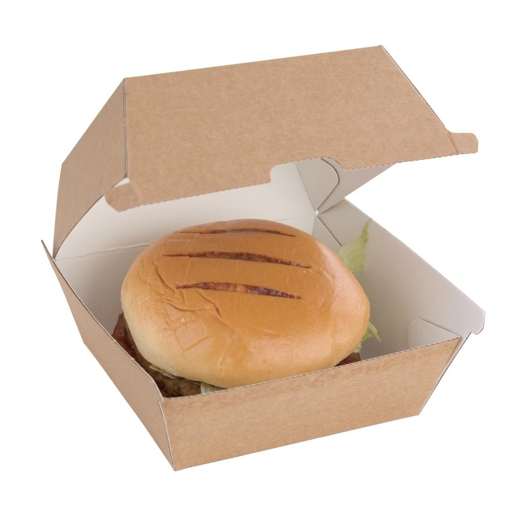 Petites boîtes hamburger compostables kraft Fiesta Compostable 105mm (lot de 200)