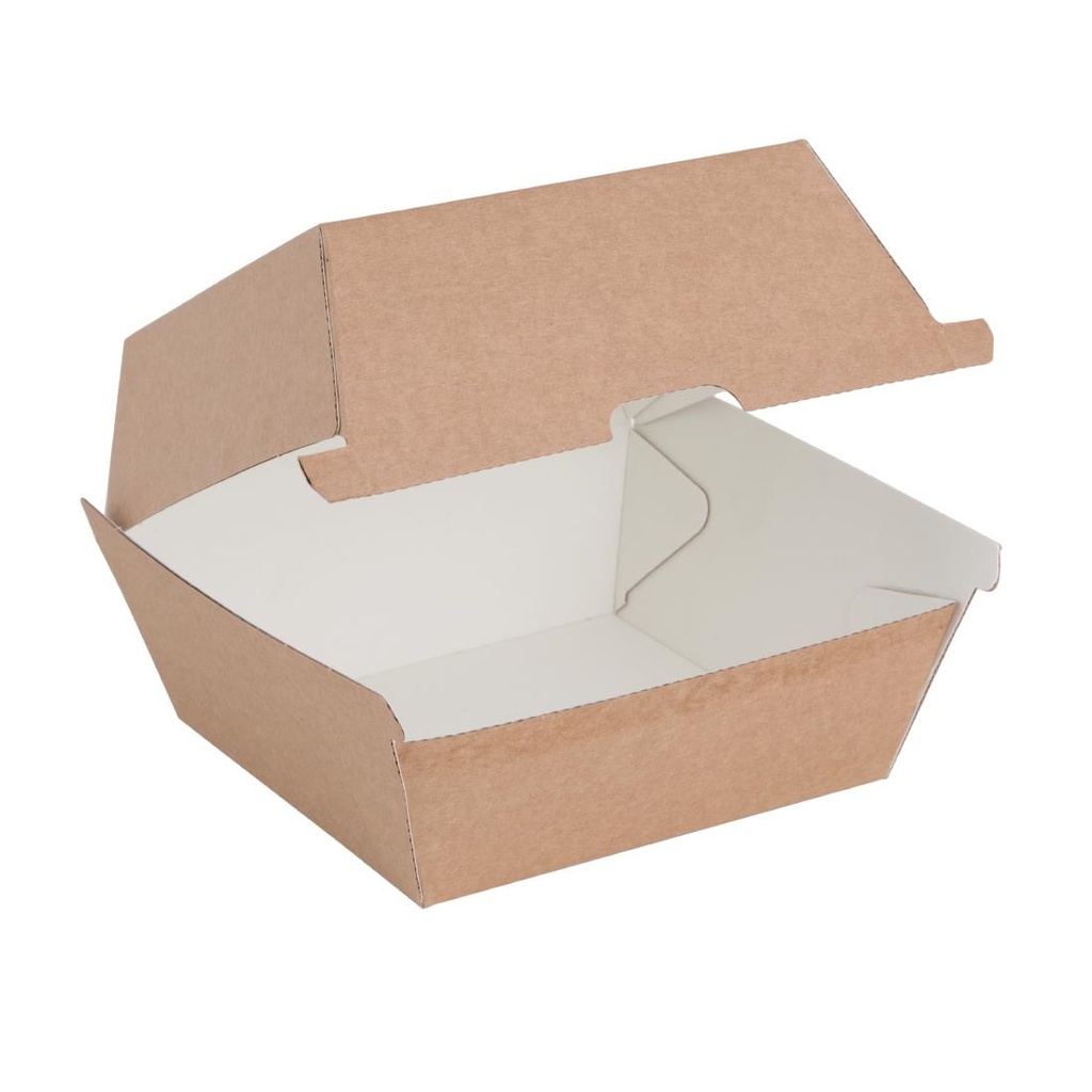 Petites boîtes hamburger compostables kraft Fiesta Compostable 105mm (lot de 200)