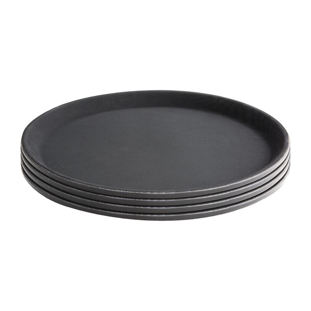 Plateau antidérapant en fibre de verre Olympia Kristallon rond noir 356mm