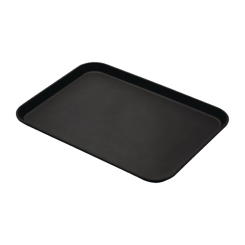 Plateau de service rectangulaire fibre de verre antidérapant Camtread Cambro noir 450x650mm (Lot de 6)