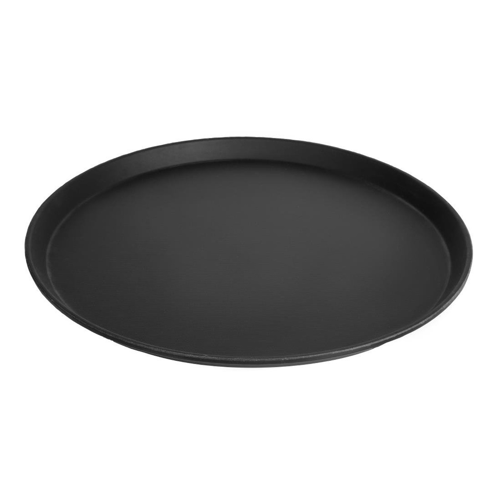 Plateau de service rond fibre de verre antidérapant Camtread Cambro noir 40,5 cm