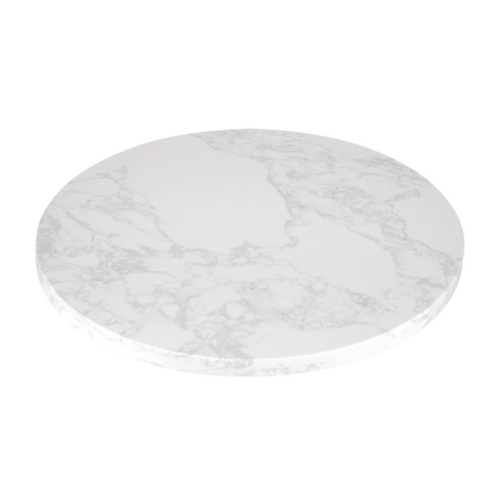 Plateau de table rond effet marbre Bolero blanc 600mm