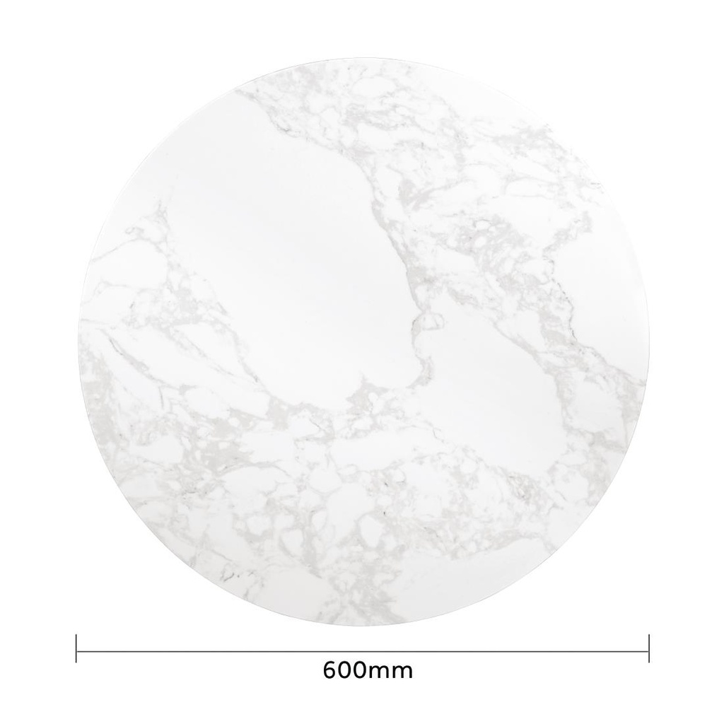 Plateau de table rond effet marbre Bolero blanc 600mm