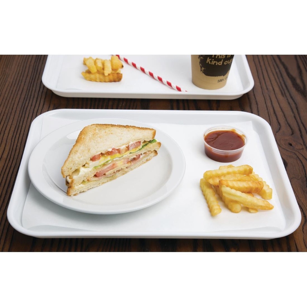 Plateau fast food en plastique Olympia Kristallon blanc 345 x 265mm