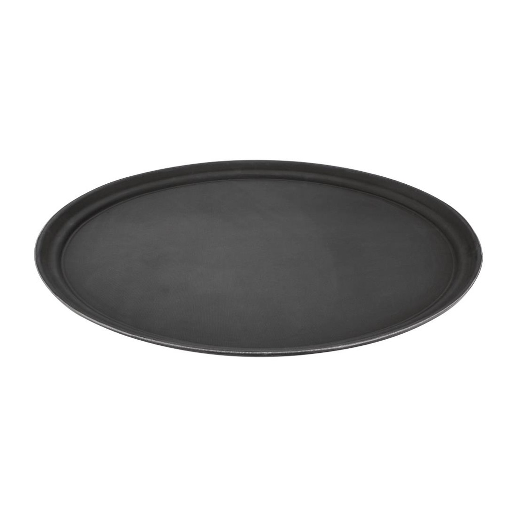 Plateau ovale antidérapant en polypropylène noir Olympia Kristallon 685mm