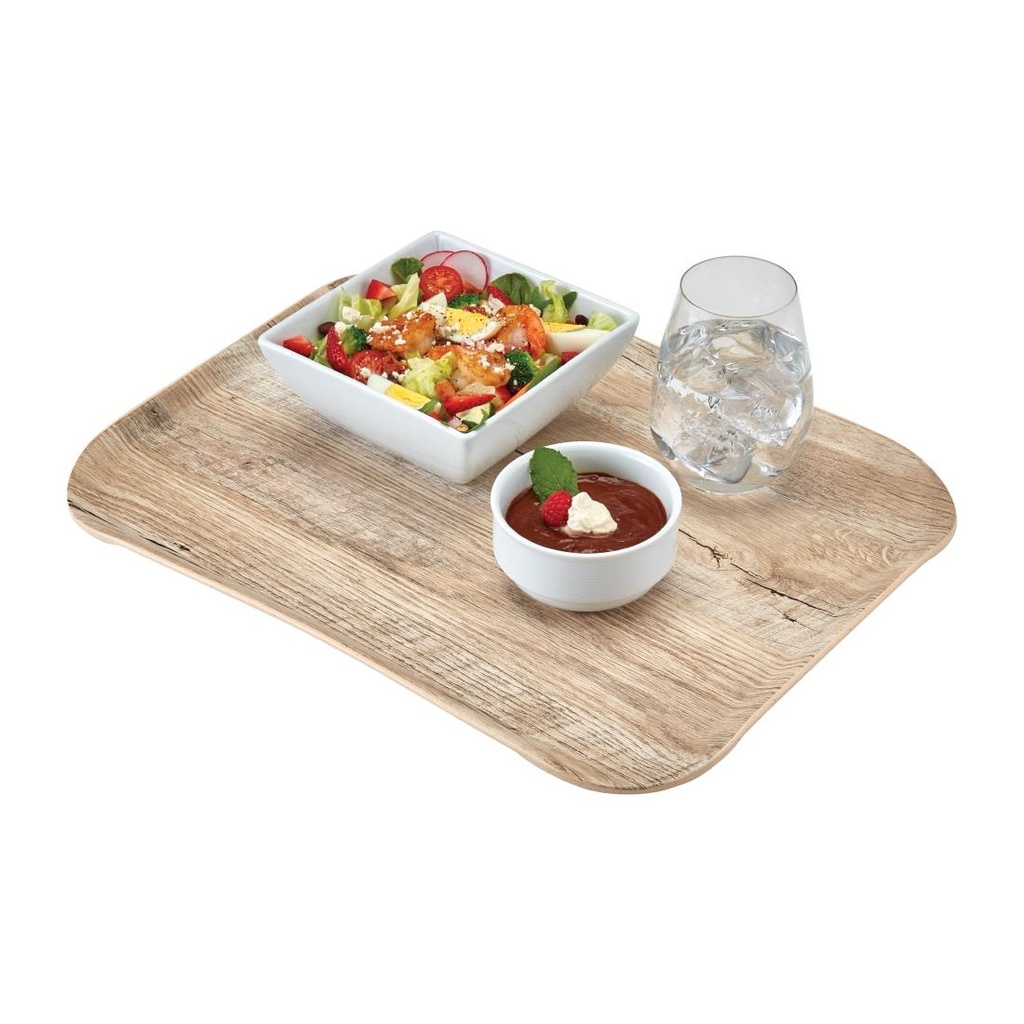 Plateau polyester Century aspect naturel bois Cambro chêne clair 360 x 460mm