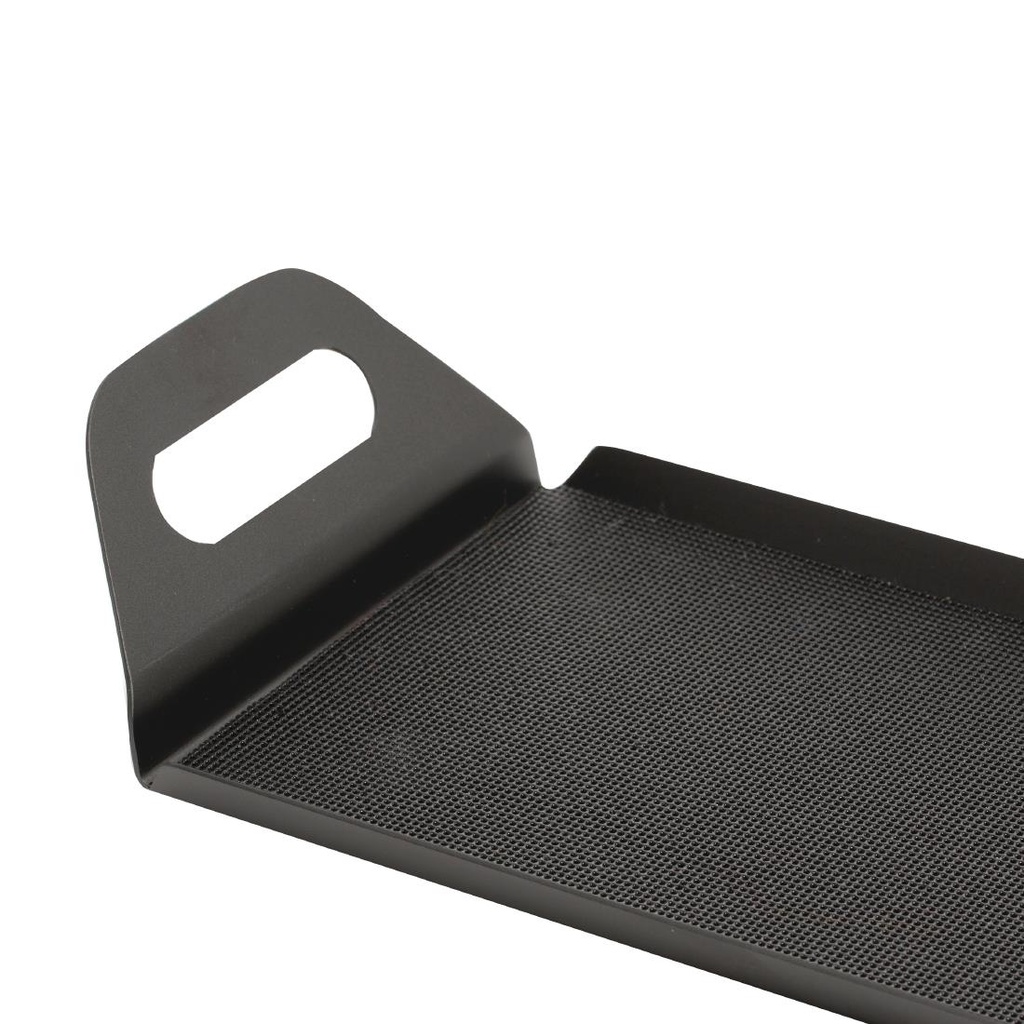 Plateau traiteur noir avec tapis antidérapant Comas 15x27cm