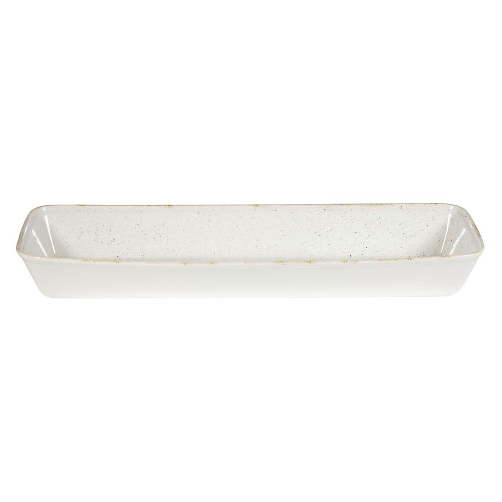 Plats à four rectangulaires Churchill Stonecast Hints blanc orge 160 x 530 mm (lot de 2)