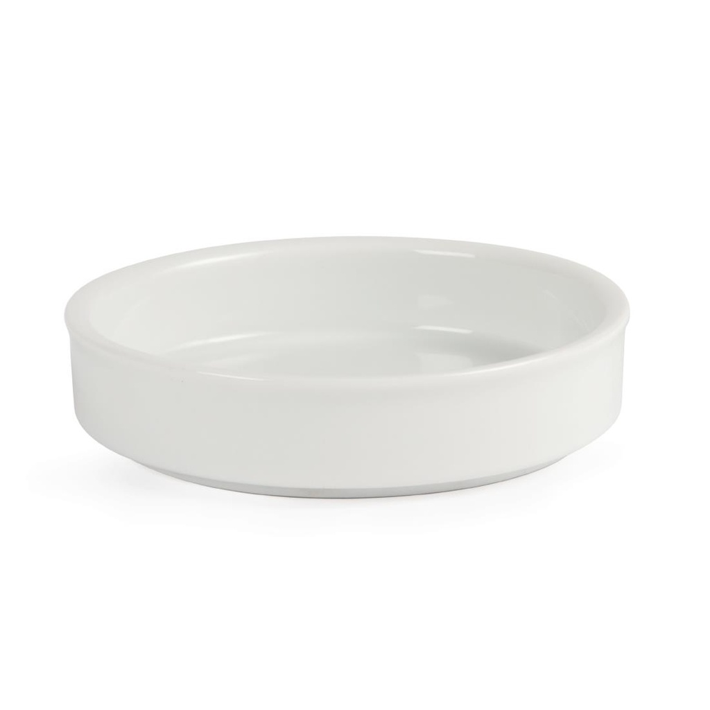 Plats empilables en porcelaine blanche Olympia 102mm (Lot de 6)