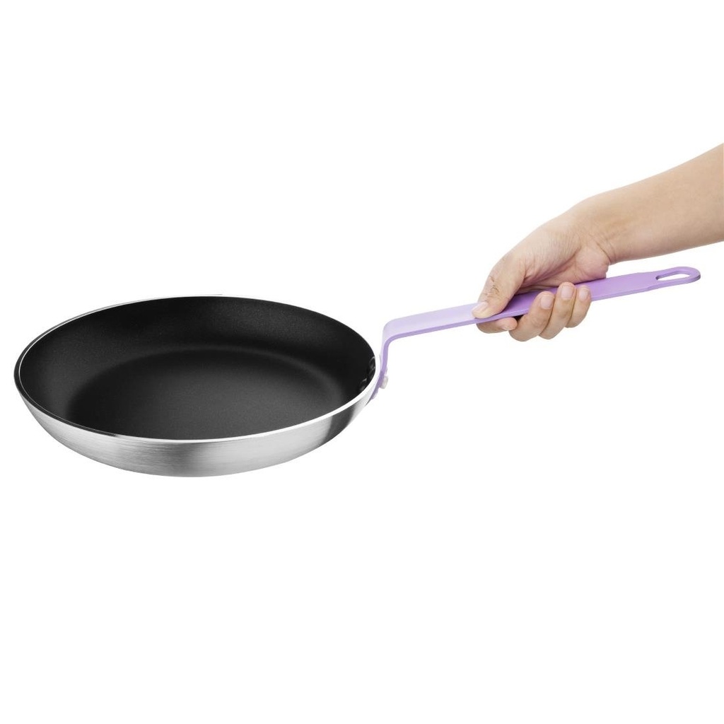 Poêle aluminium antiadhésive Teflon Platinum Plus Hygiplas avec manche violet 280mm