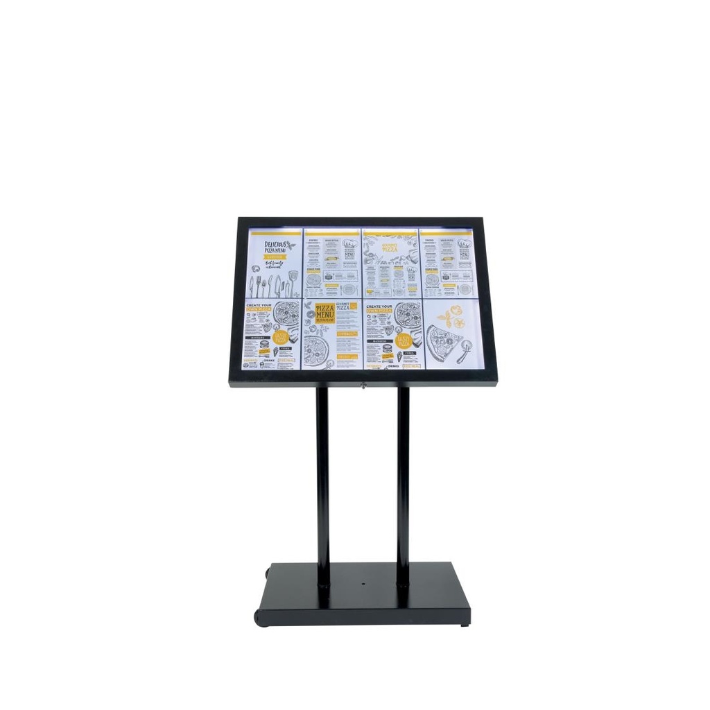 Porte-menu mural à LED blanches en acier noir Securit 8xA4