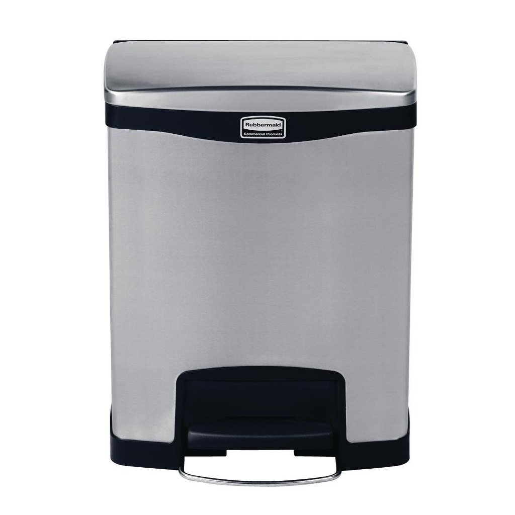 Poubelle à pédale frontale inox Rubbermaid Slim Jim 30L