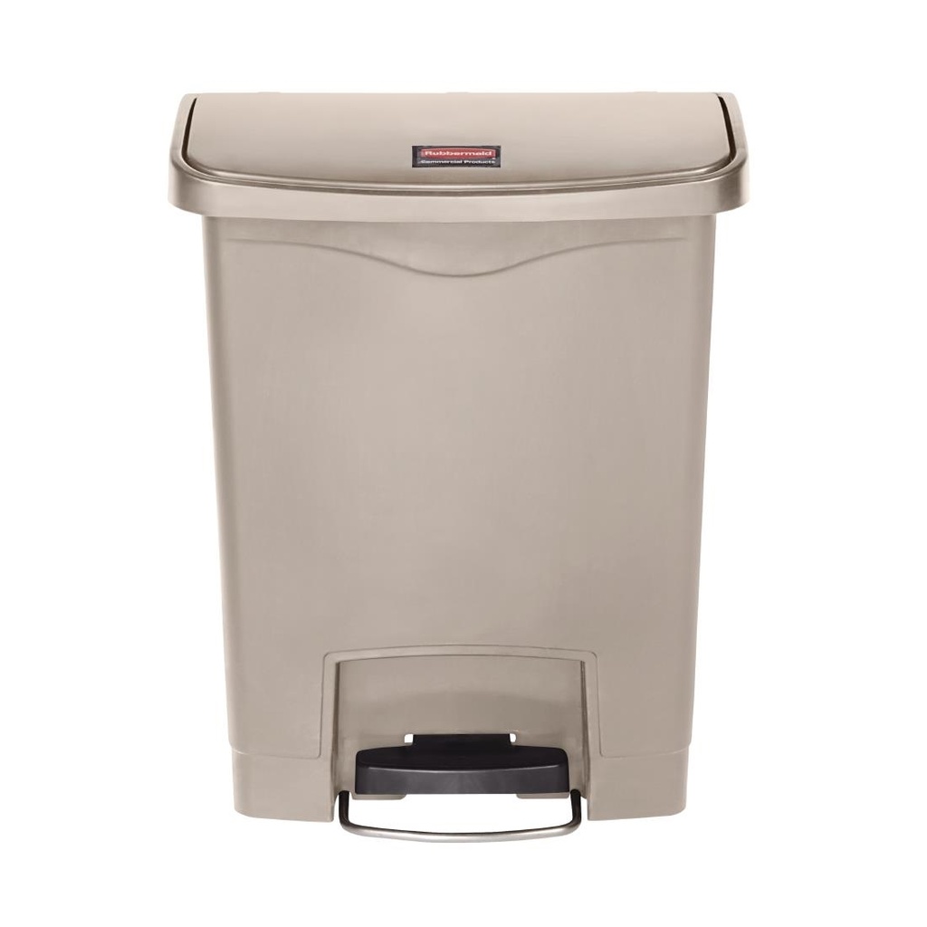 Poubelle à pédale frontale Rubbermaid Slim Jim beige 30L