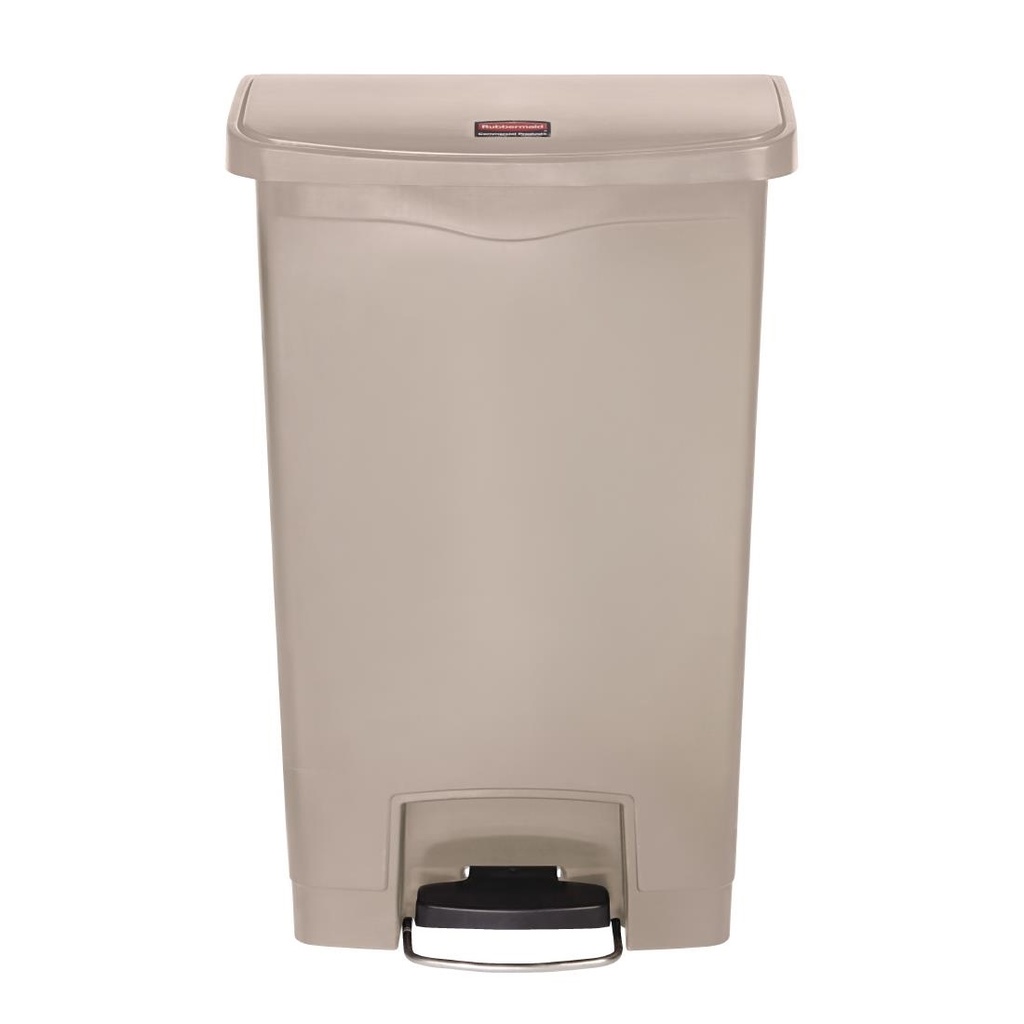 Poubelle à pédale frontale Rubbermaid Slim Jim beige 50L