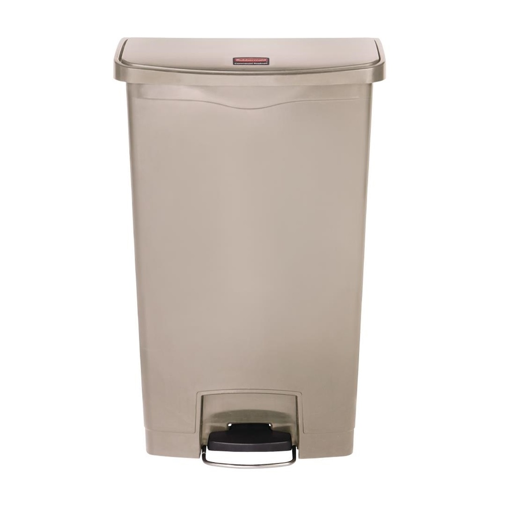 Poubelle à pédale frontale Rubbermaid Slim Jim beige 68L