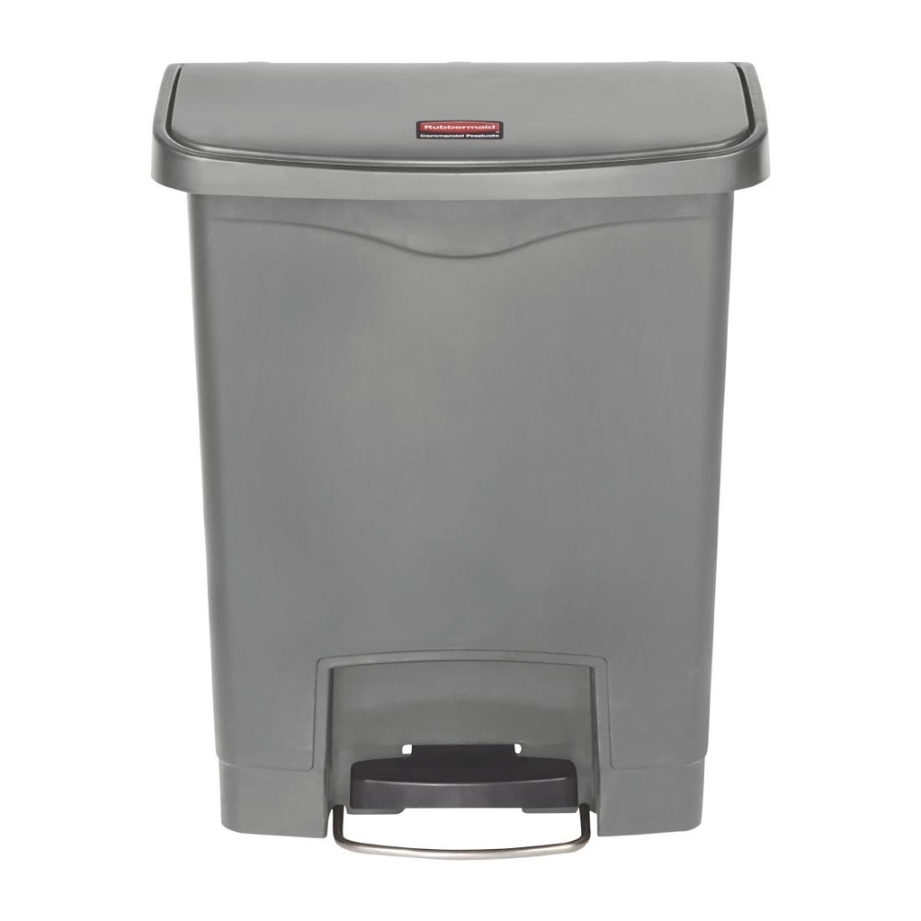 Poubelle à pédale frontale Rubbermaid Slim Jim grise 30L