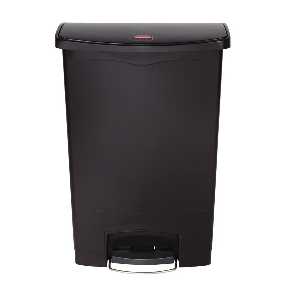 Poubelle à pédale frontale Rubbermaid Slim Jim noire 90L