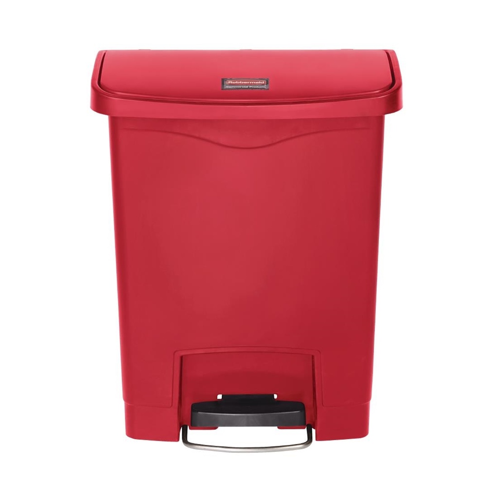 Poubelle à pédale frontale Rubbermaid Slim Jim rouge 30L