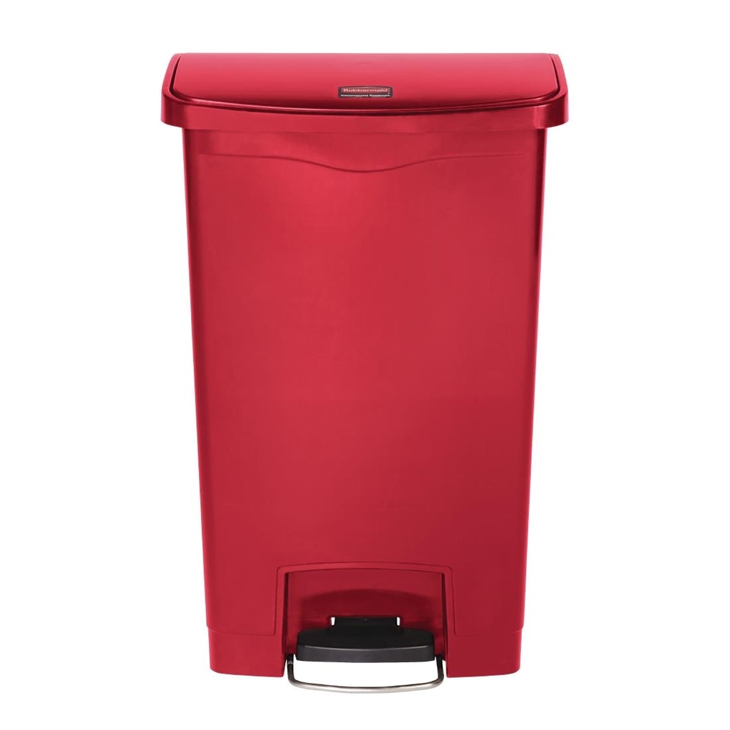 Poubelle à pédale frontale Rubbermaid Slim Jim rouge 50L