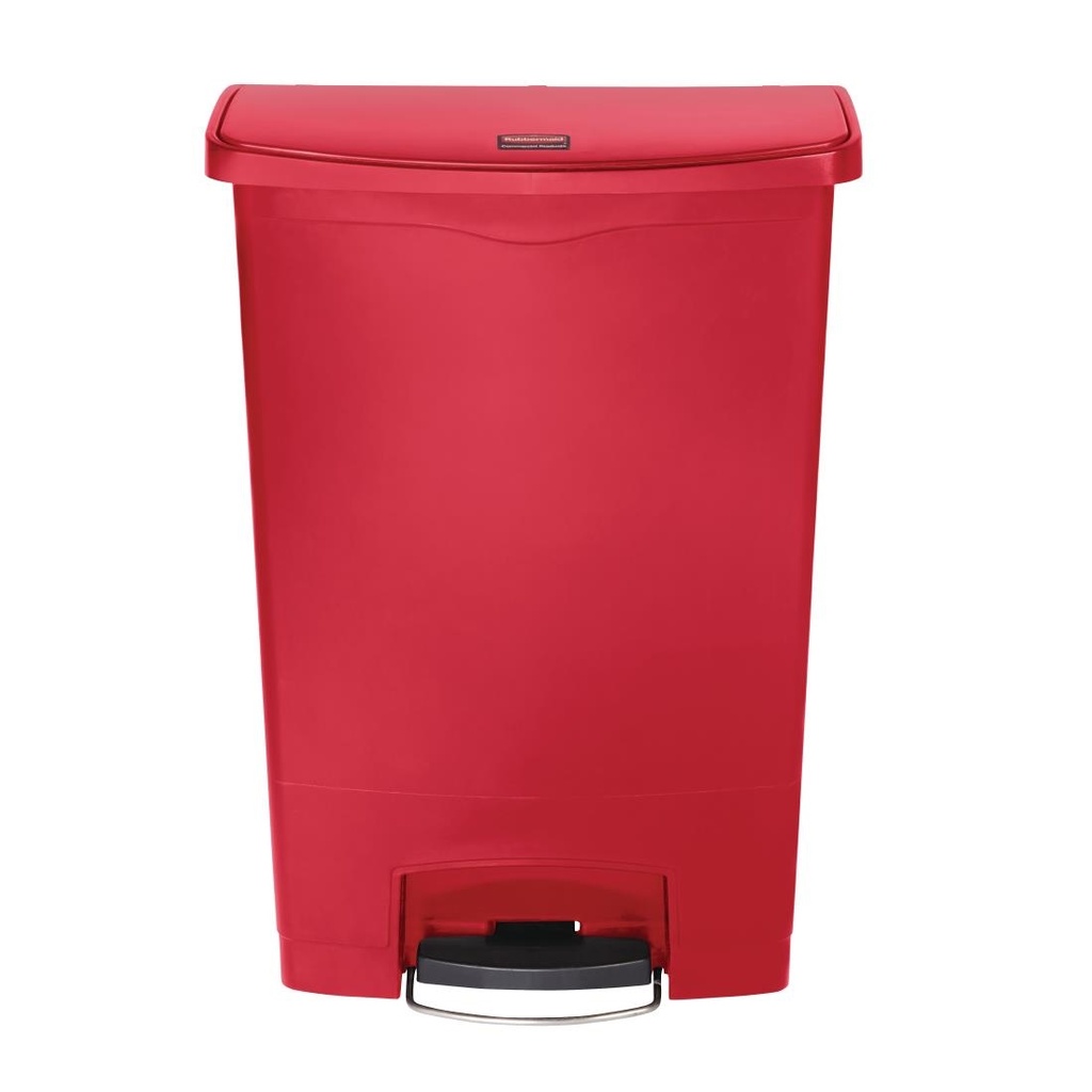 Poubelle à pédale frontale Rubbermaid Slim Jim rouge 90L