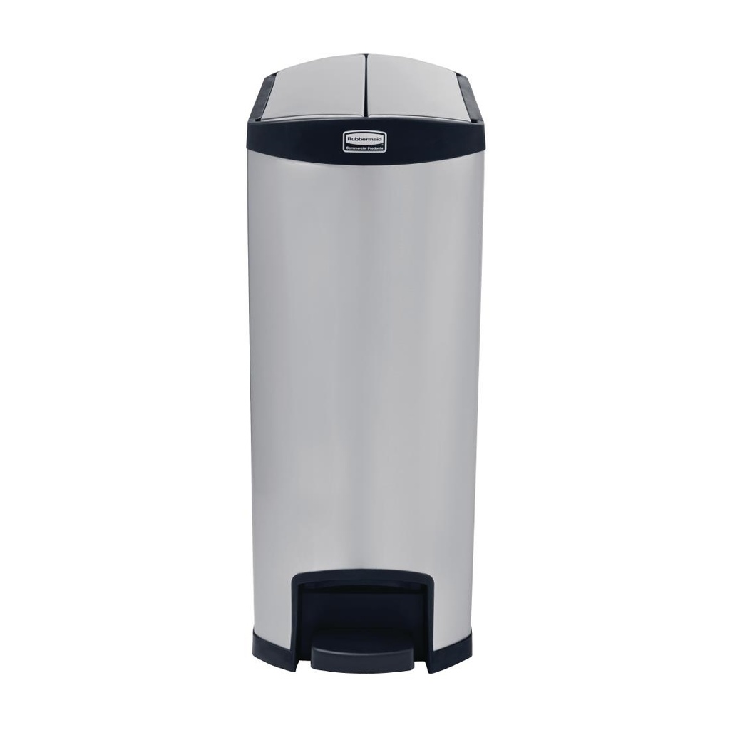 Poubelle à pédale latérale inox Rubbermaid Slim Jim 90L