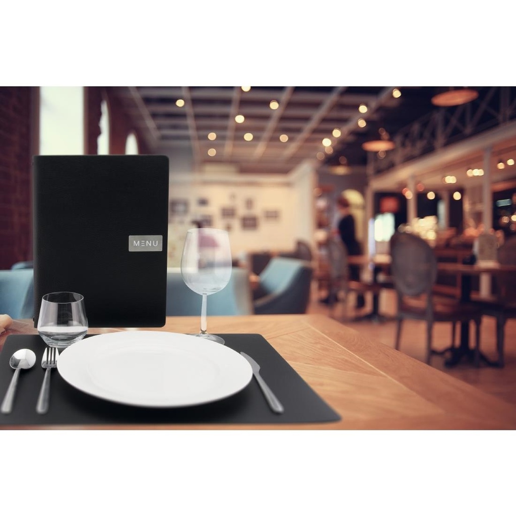 Protège-menu en cuir recyclé brut Securit Gamme Leather A4 noir
