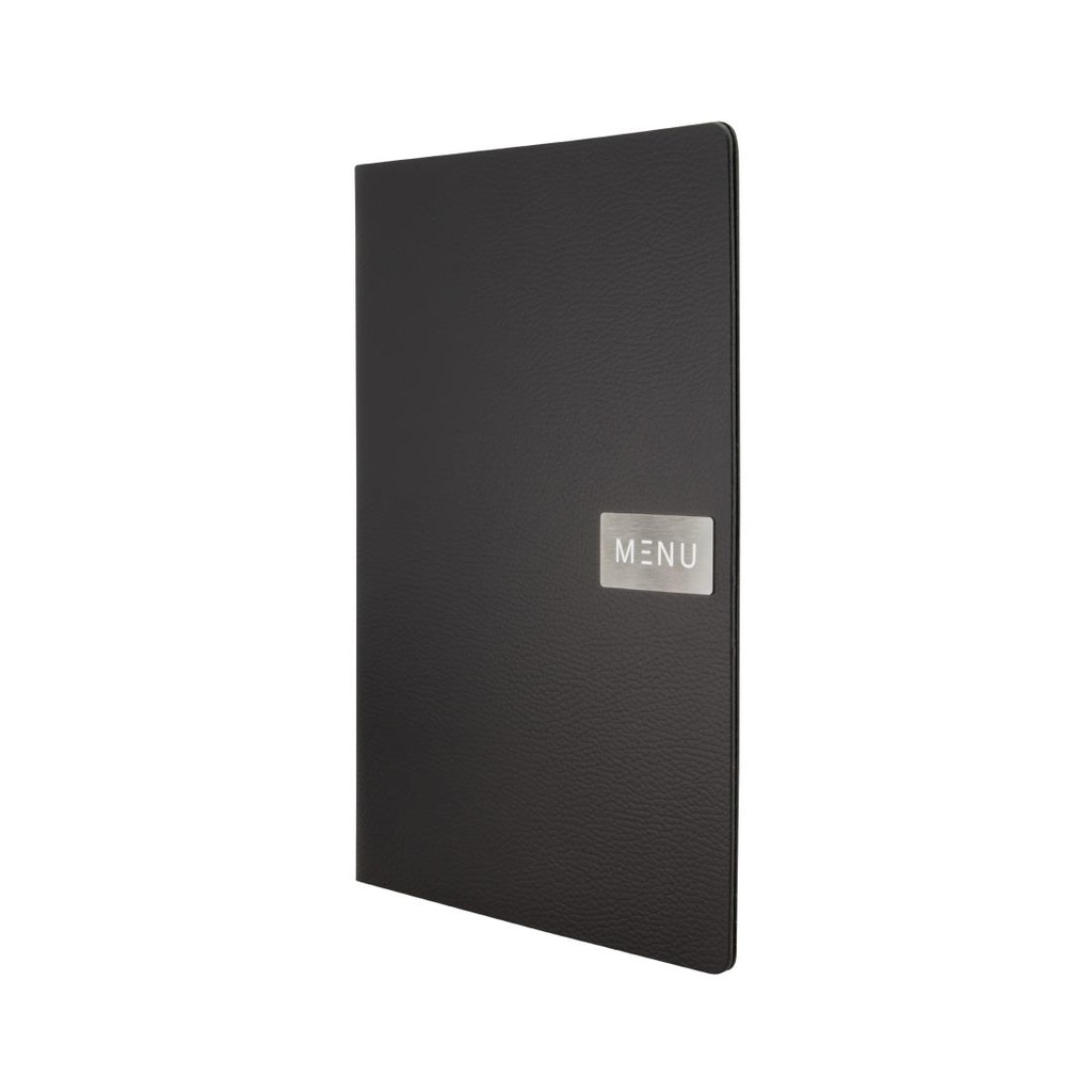 Protège-menu en cuir recyclé brut Securit Gamme Leather A4 noir