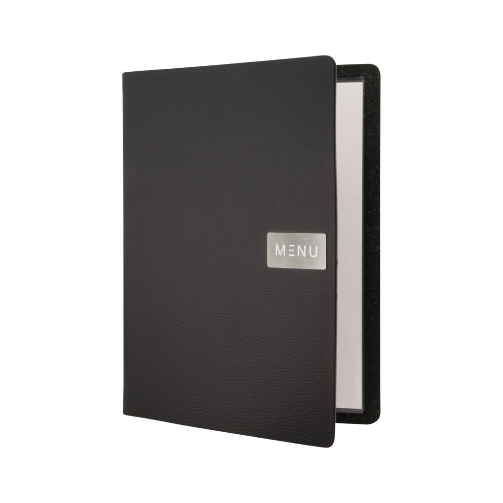 Protège-menu en cuir recyclé brut Securit Gamme Leather A4 noir