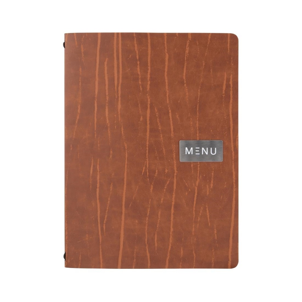 Protège-menu en cuir recyclé Securit Gamme Leather A4 marron 
