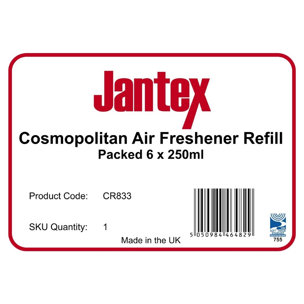 Recharges assainisseur d air 270ml Jantex Cosmopolitan