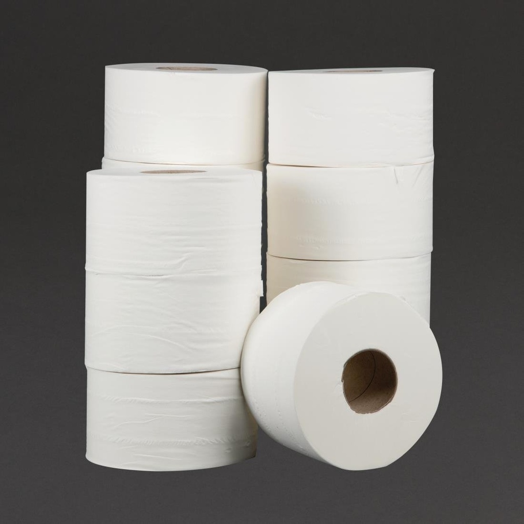 Rouleaux de papier toilette 2 plis mini Jumbo Jantex 150m (lot de 12)