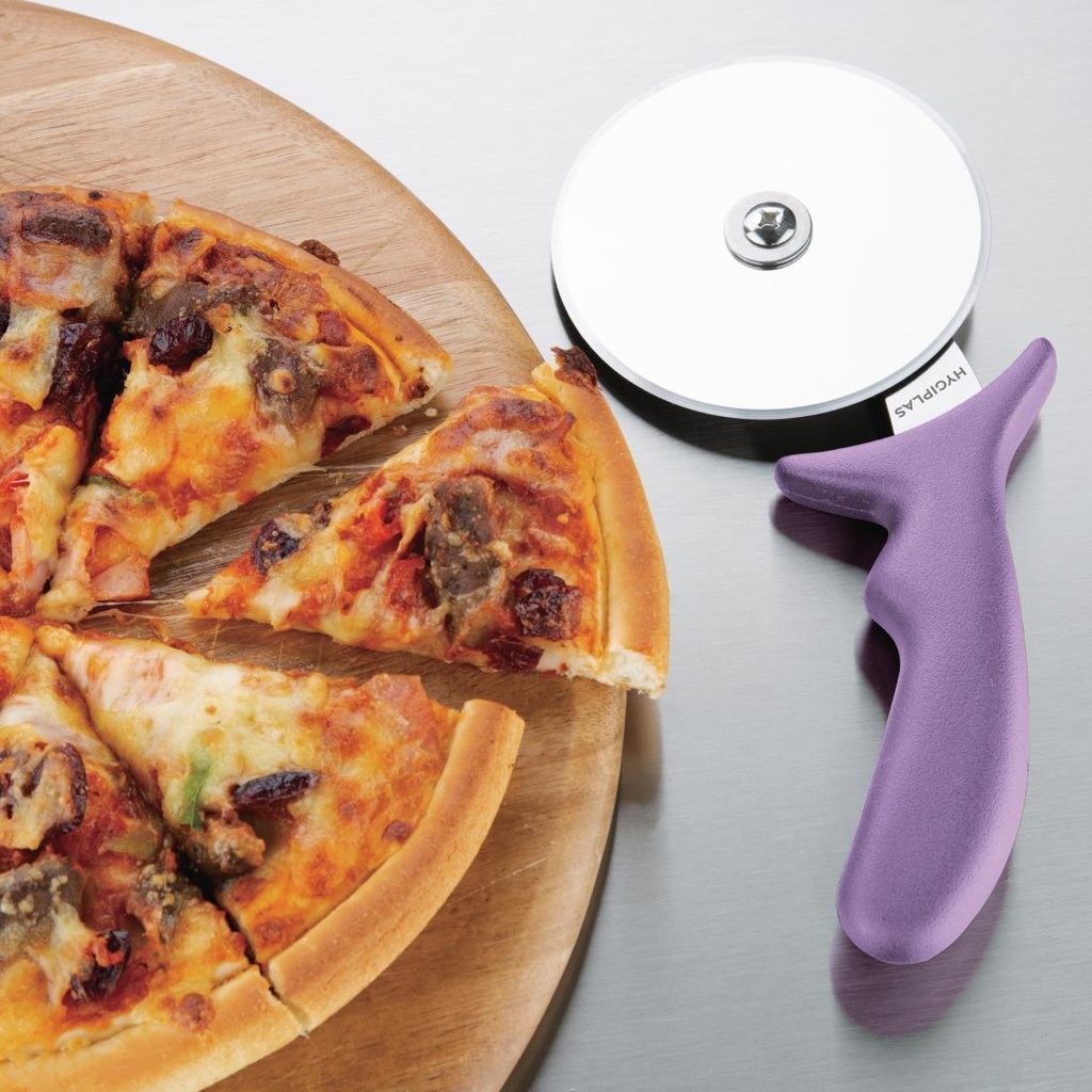 Roulette à pizza code couleur violet allergènes Hygiplas 102mm