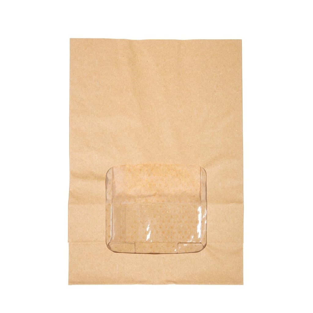 Sachets compostables en kraft doublés avec fenêtre NatureFlex Vegware (x250)