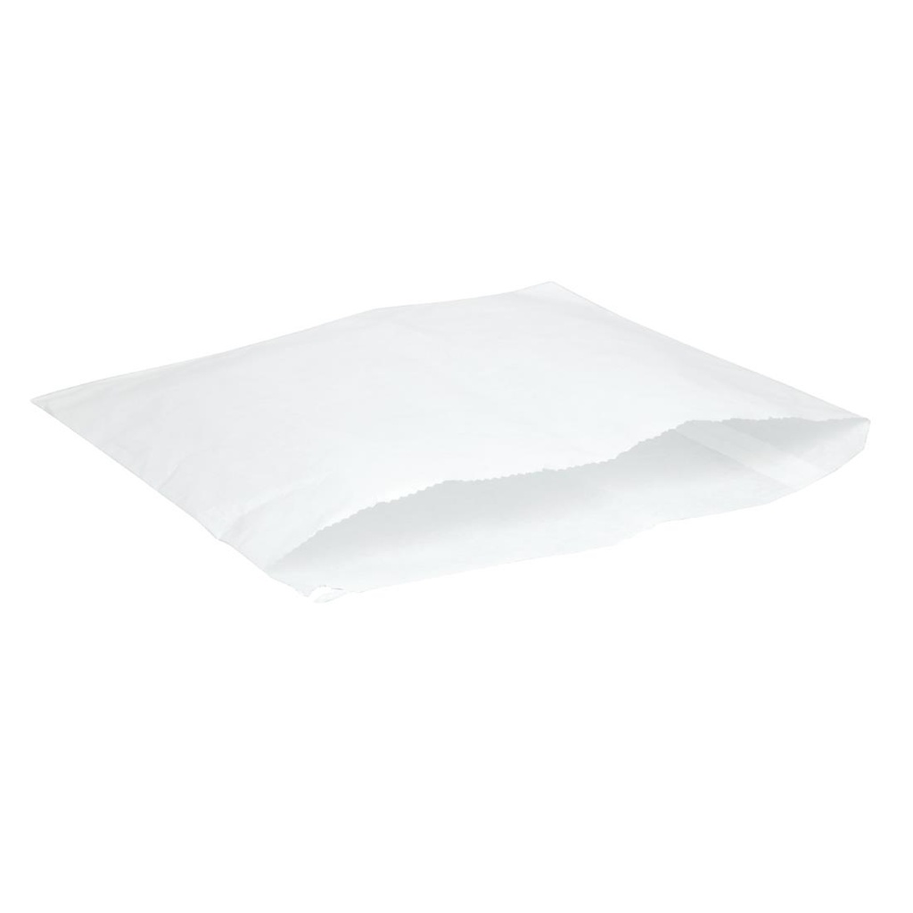 Sachets plats blancs compostables en papier recyclé Vegware 254x254mm (Lot de 1000)