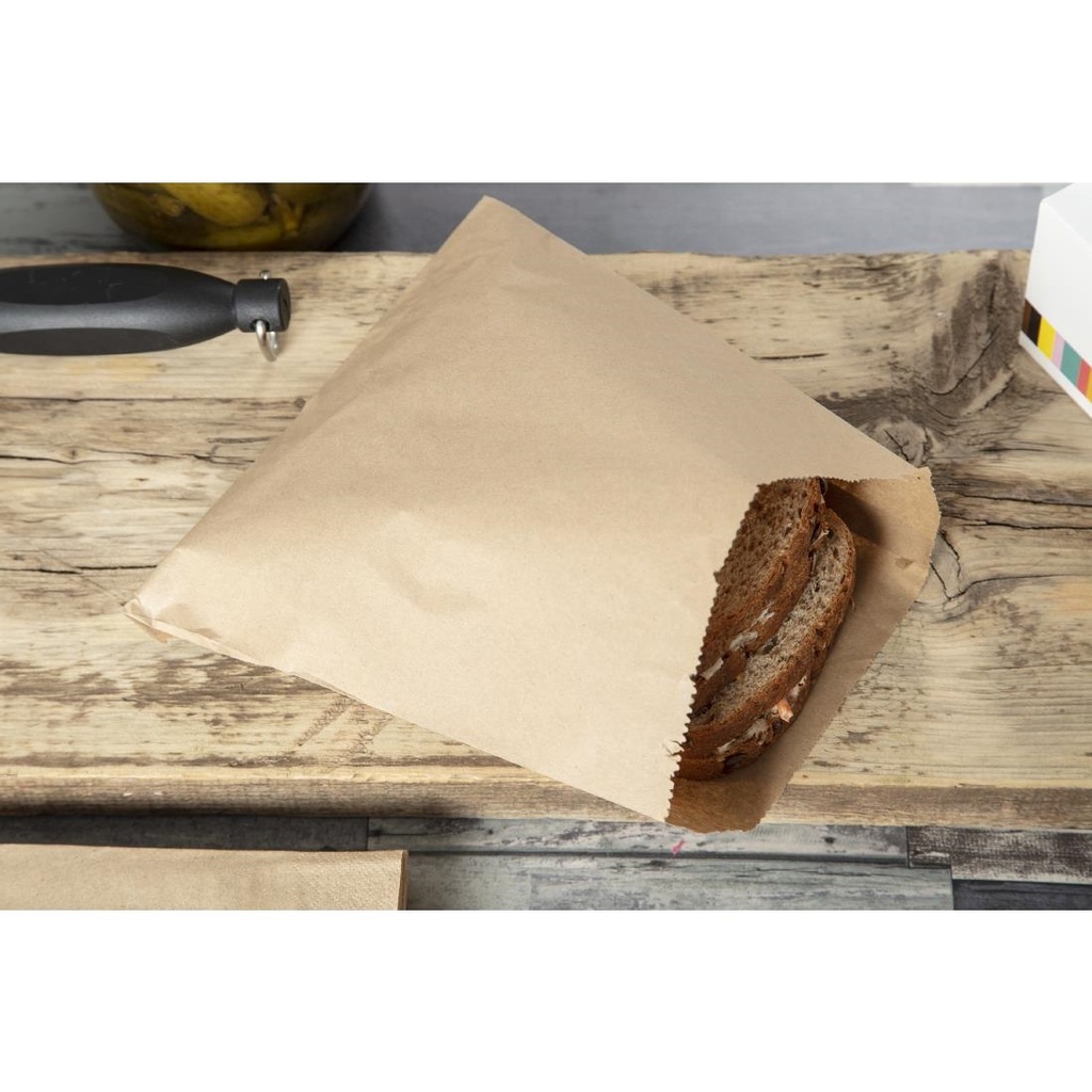 Sachets sandwich compostables en kraft recyclé Vegware (Lot de 1000)