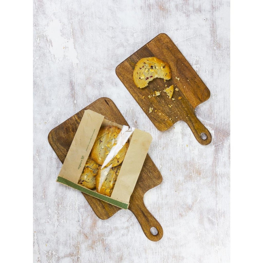 Sachets sandwich/cookie kraft avec fenêtre PLA Vegware taille moyenne (lot de 1000)