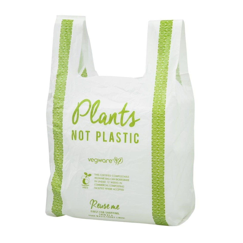 Sacs bretelles compostables en PLA Vegware taille moyenne (lot de 500)