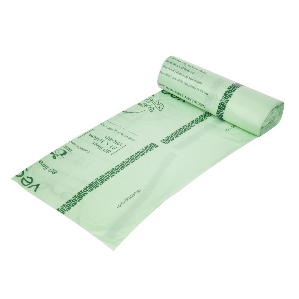 Sacs poubelle compostables Vegware Biobag 80L (lot de 240)