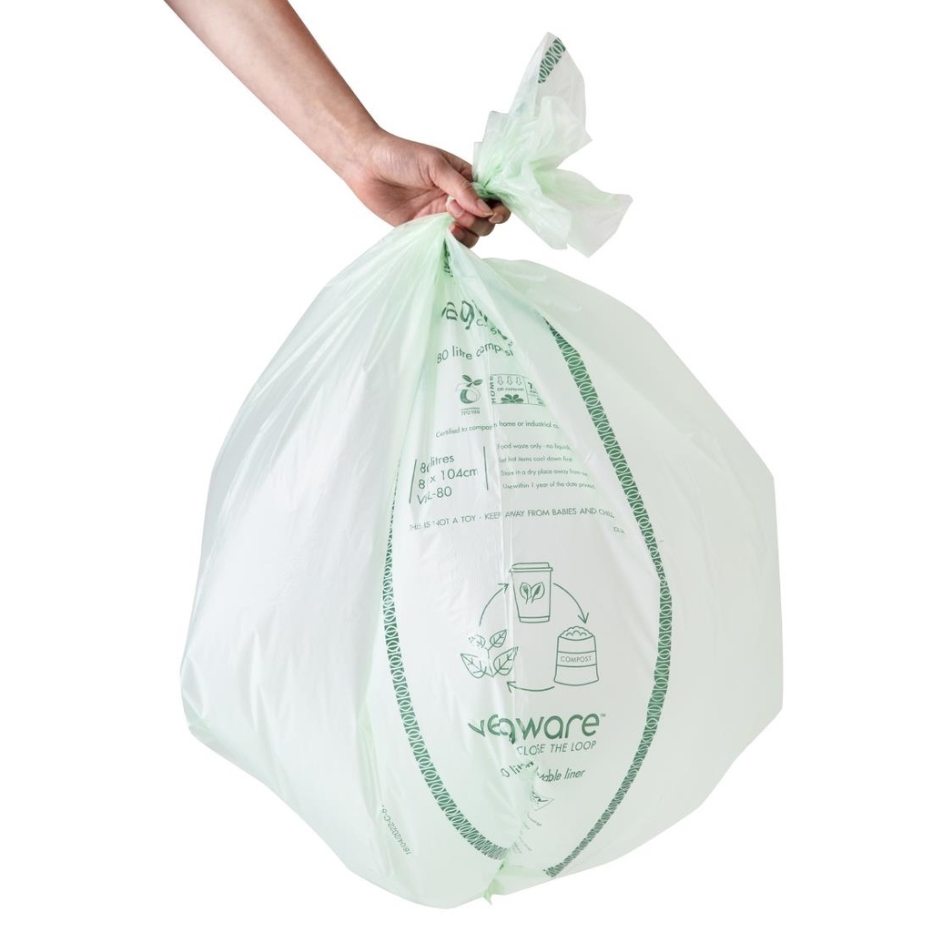 Sacs poubelle compostables Vegware Biobag 80L (lot de 240)