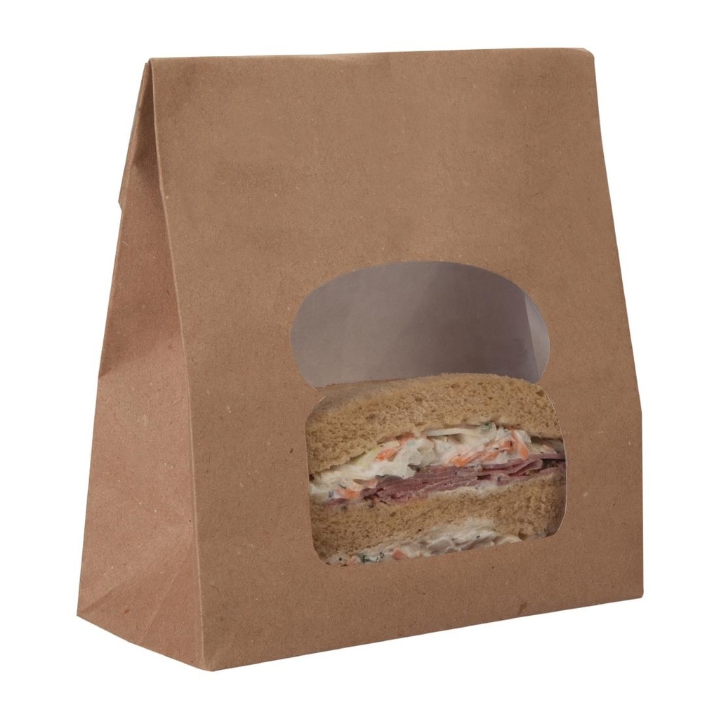 Sacs sandwich kraft recyclables noirs avec fenêtre Colpac (lot de 250)