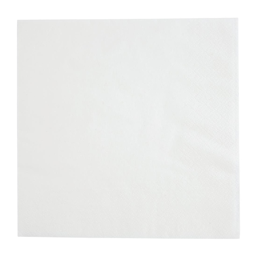 Serviettes cocktail 1 pli format 1/4 Fiesta Recyclable 300mm blanches (lot de 5000)