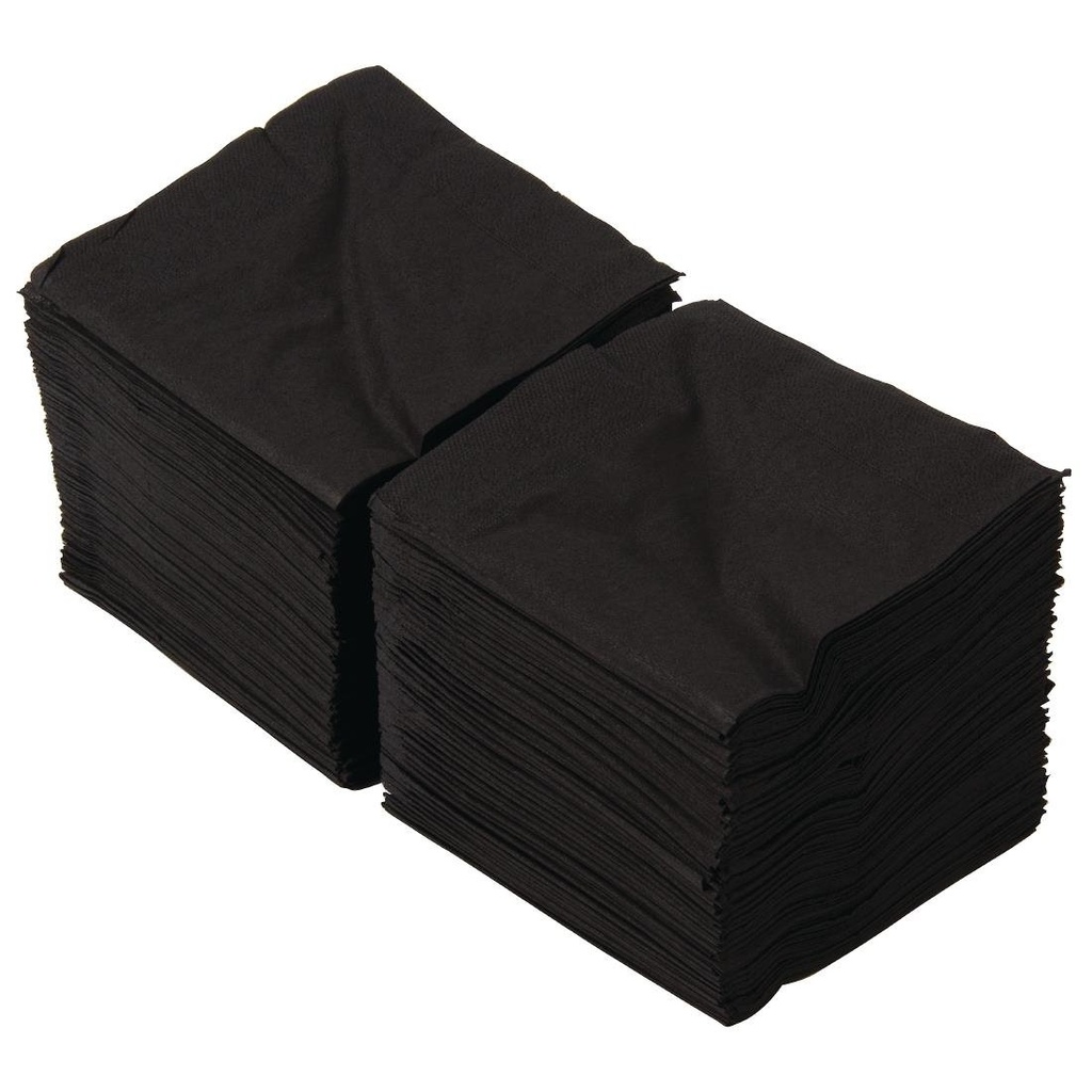 Serviettes cocktail noires 250mm (Lot de 2000)