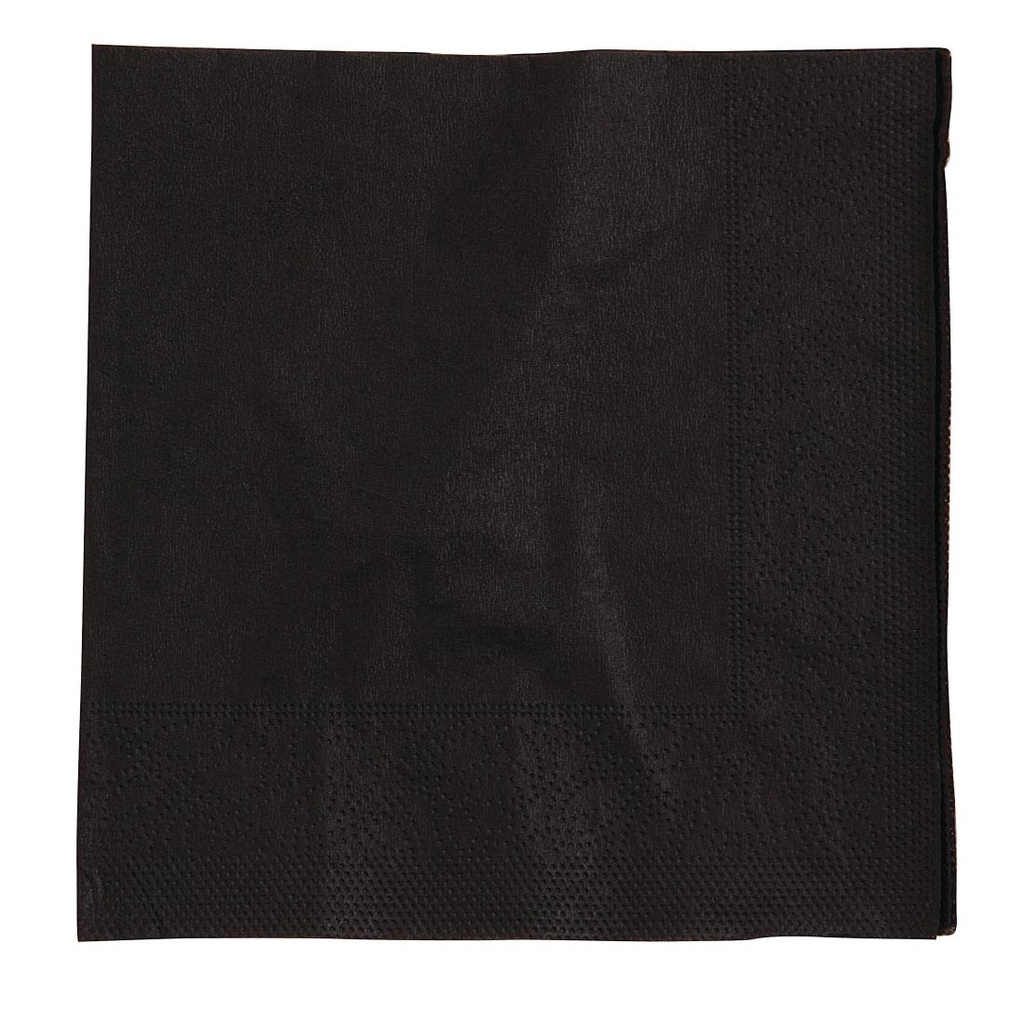 Serviettes cocktail noires 250mm (Lot de 2000)