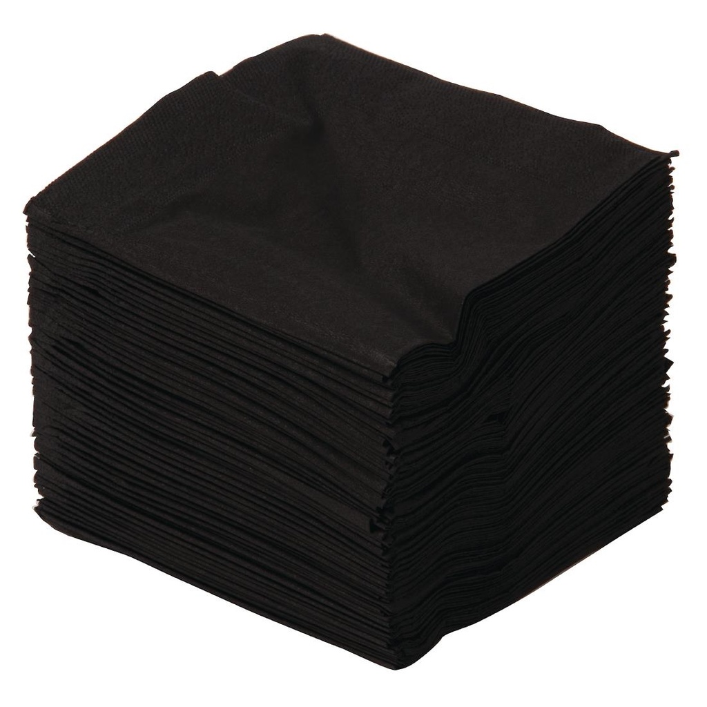 Serviettes cocktail noires 250mm (Lot de 2000)