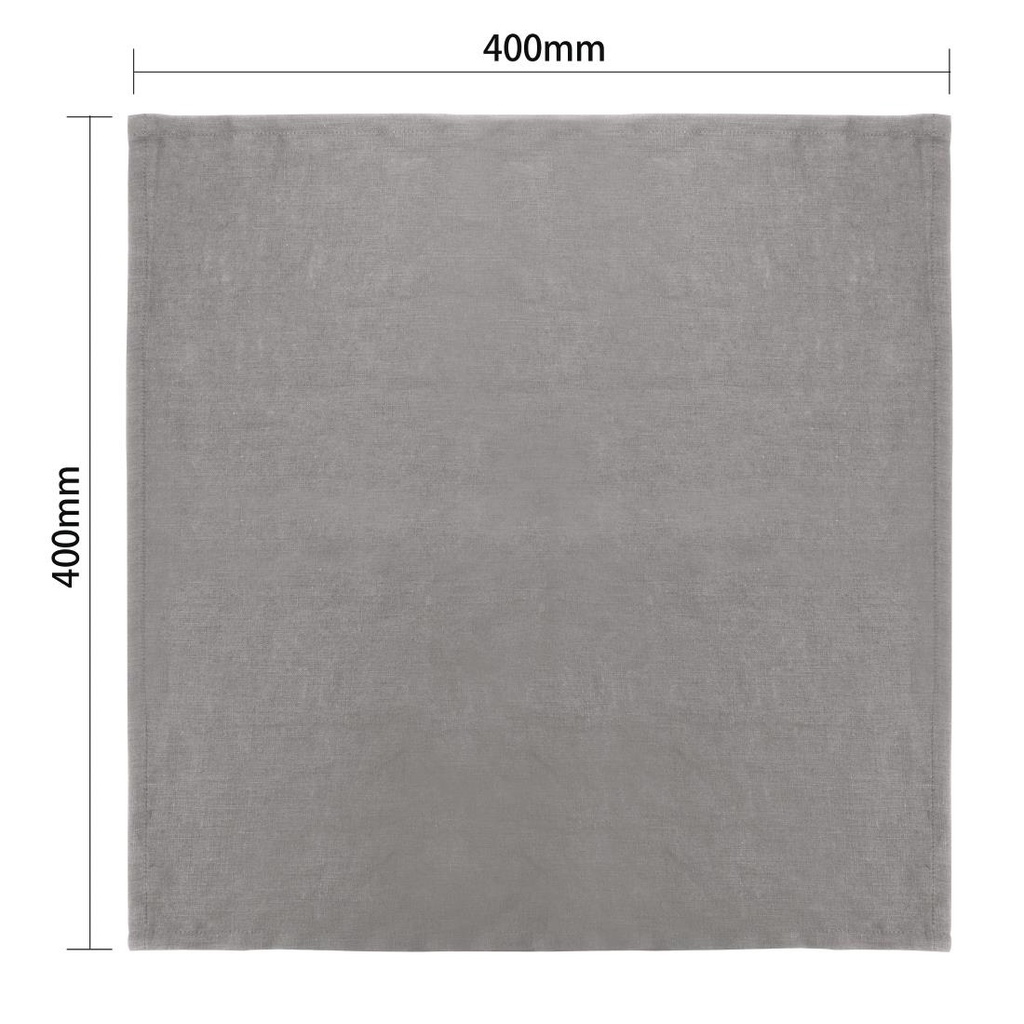 Serviettes de table en lin Olympia grises 400x400mm (lot de 12)