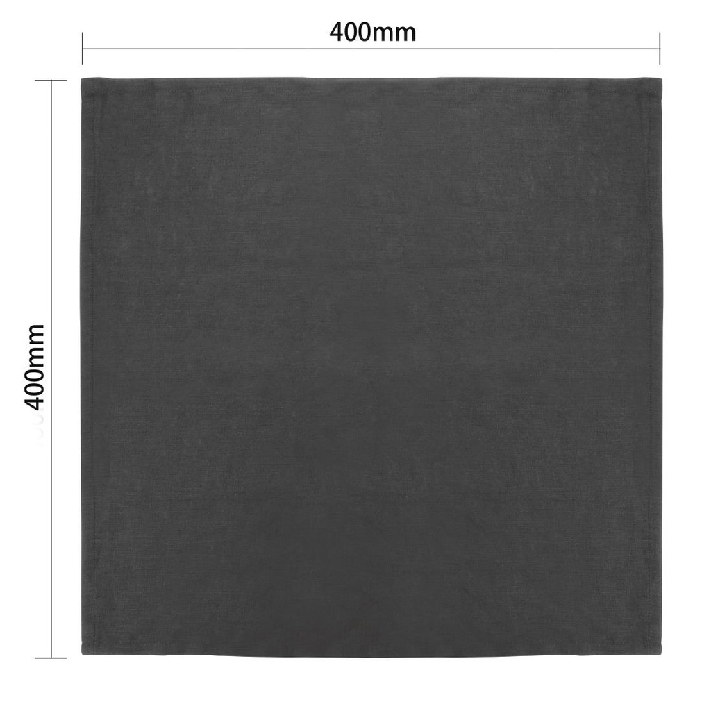 Serviettes de table en lin Olympia noires 400x400mm (lot de 12)